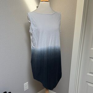 Women’s beach pool coverup blue white slub tie dye small